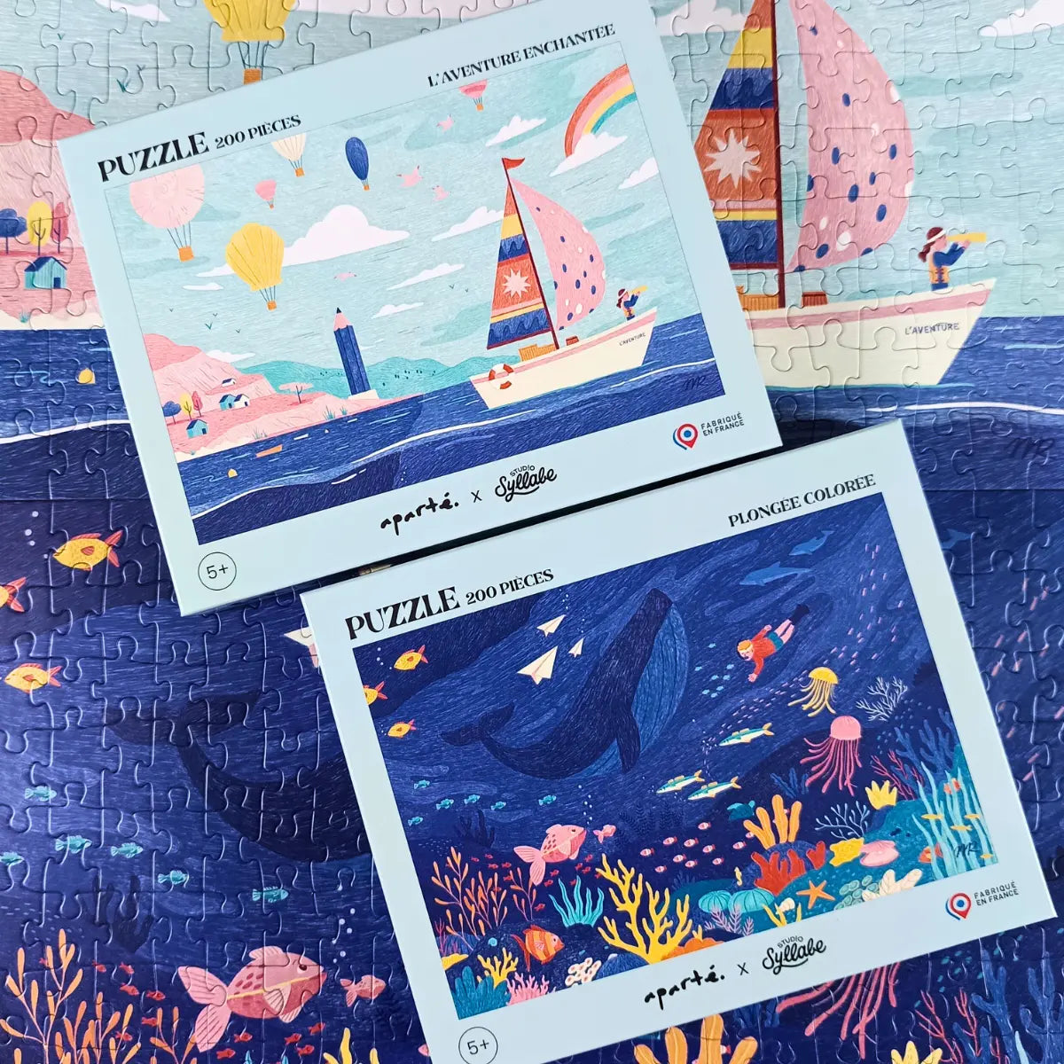 Pack 2 puzzles 200 pièces : l'Aventure Enchantée + Plongée Colorée